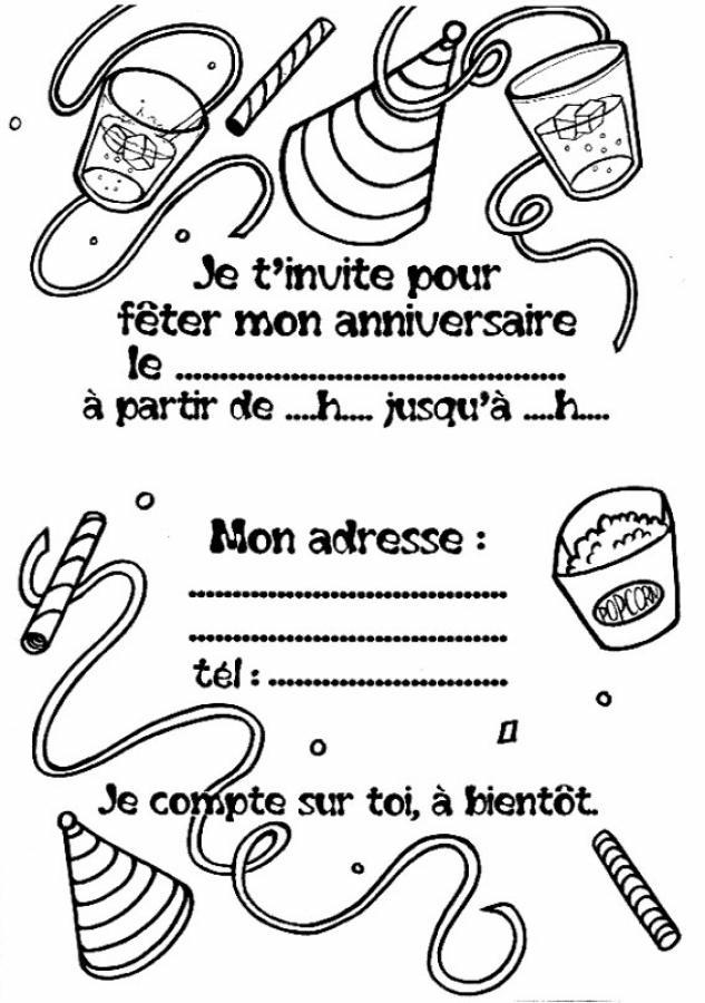 Coloriages invitation anniversaire 6